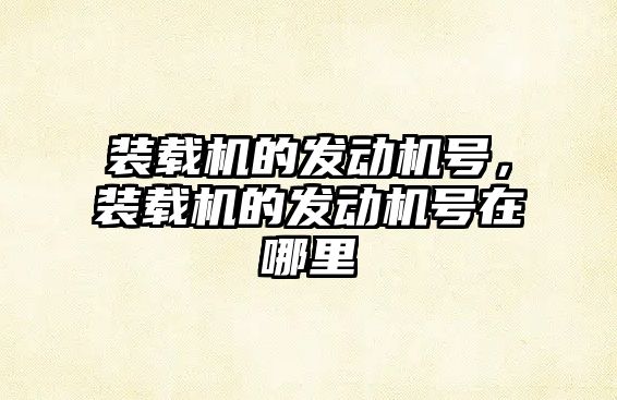 裝載機的發(fā)動機號，裝載機的發(fā)動機號在哪里