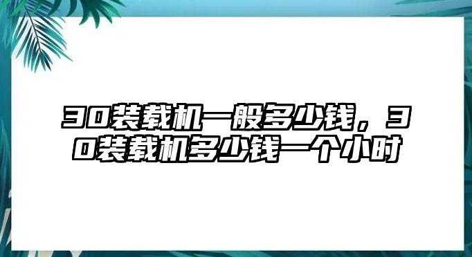 30裝載機一般多少錢，30裝載機多少錢一個小時