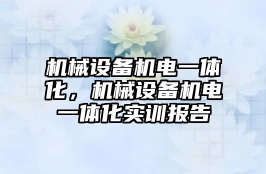 機(jī)械設(shè)備機(jī)電一體化，機(jī)械設(shè)備機(jī)電一體化實(shí)訓(xùn)報(bào)告