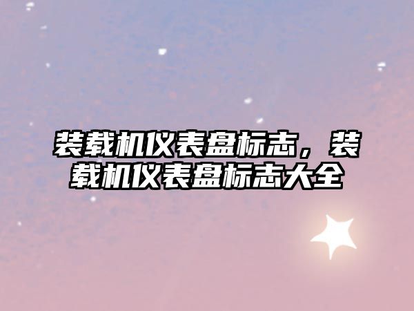 裝載機儀表盤標志，裝載機儀表盤標志大全