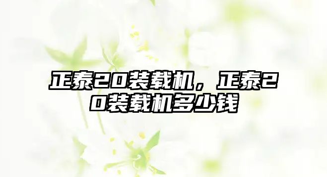 正泰20裝載機(jī)，正泰20裝載機(jī)多少錢
