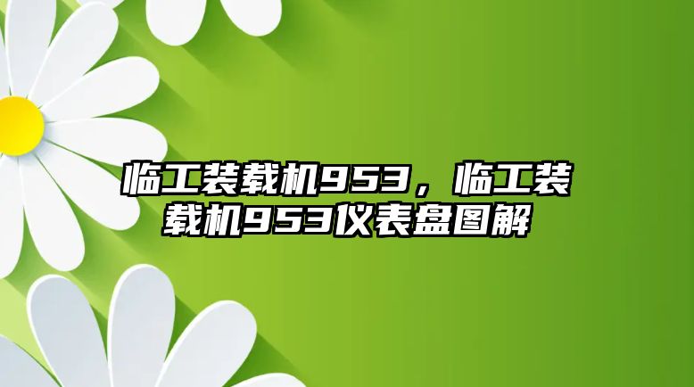 臨工裝載機(jī)953，臨工裝載機(jī)953儀表盤(pán)圖解