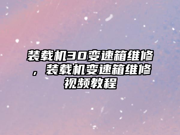 裝載機(jī)30變速箱維修，裝載機(jī)變速箱維修視頻教程