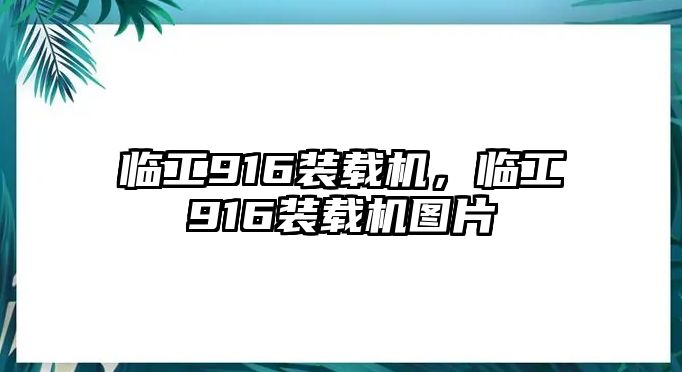 臨工916裝載機，臨工916裝載機圖片
