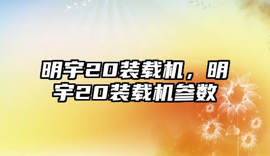 明宇20裝載機，明宇20裝載機參數(shù)