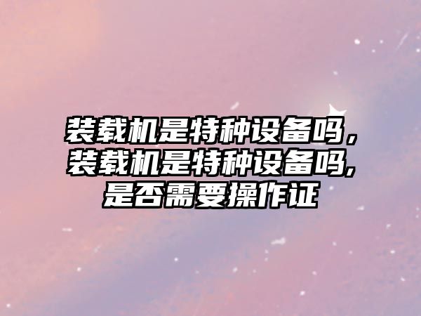 裝載機是特種設(shè)備嗎，裝載機是特種設(shè)備嗎,是否需要操作證