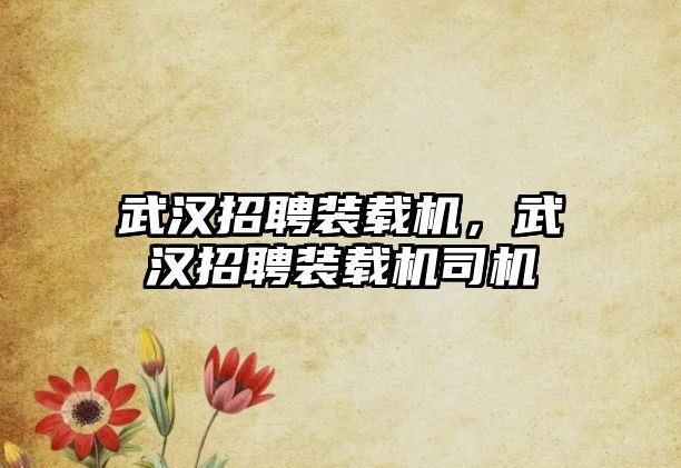 武漢招聘裝載機(jī)，武漢招聘裝載機(jī)司機(jī)
