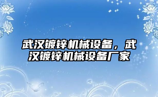 武漢鍍鋅機(jī)械設(shè)備，武漢鍍鋅機(jī)械設(shè)備廠家