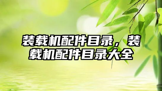 裝載機配件目錄，裝載機配件目錄大全