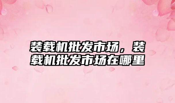 裝載機批發(fā)市場，裝載機批發(fā)市場在哪里