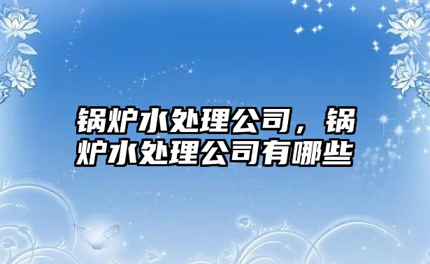 鍋爐水處理公司，鍋爐水處理公司有哪些