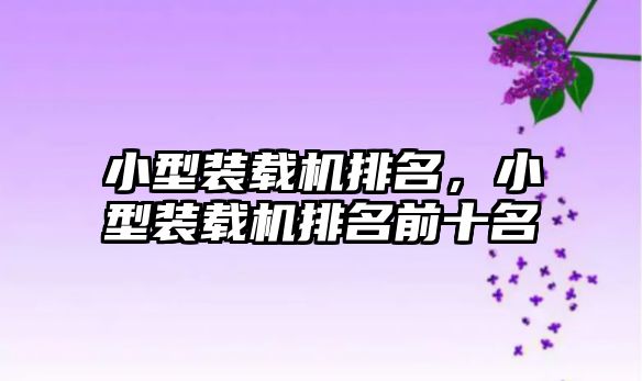 小型裝載機(jī)排名，小型裝載機(jī)排名前十名