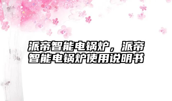 派帝智能電鍋爐，派帝智能電鍋爐使用說(shuō)明書(shū)