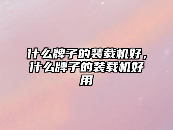 什么牌子的裝載機(jī)好，什么牌子的裝載機(jī)好用