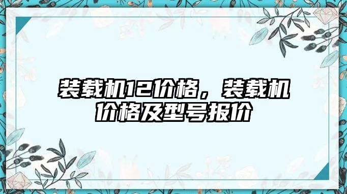 裝載機(jī)12價(jià)格，裝載機(jī)價(jià)格及型號(hào)報(bào)價(jià)