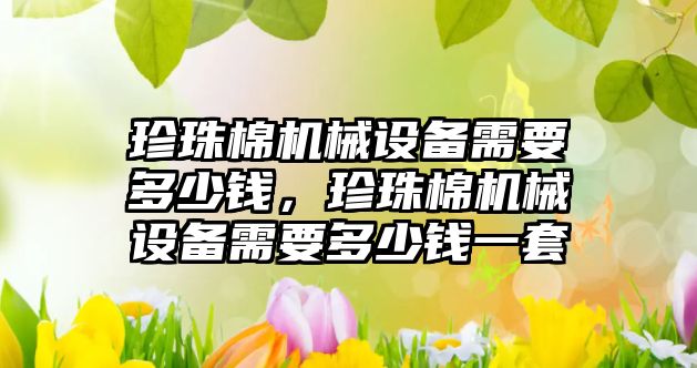 珍珠棉機械設備需要多少錢，珍珠棉機械設備需要多少錢一套