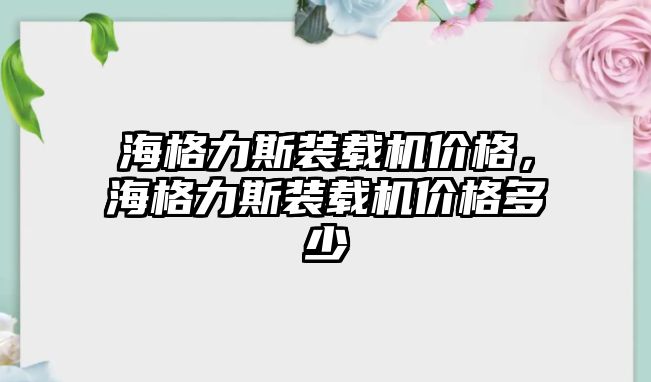 海格力斯裝載機價格，海格力斯裝載機價格多少