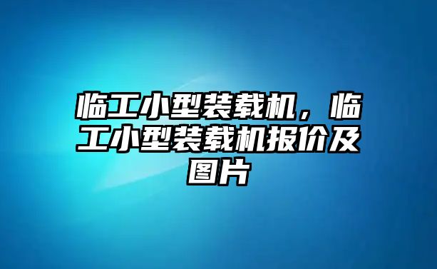 臨工小型裝載機，臨工小型裝載機報價及圖片
