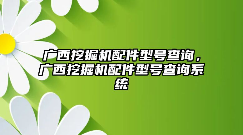 廣西挖掘機配件型號查詢，廣西挖掘機配件型號查詢系統(tǒng)