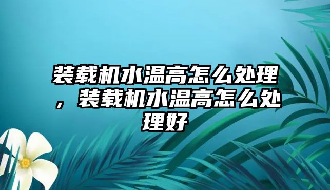 裝載機(jī)水溫高怎么處理，裝載機(jī)水溫高怎么處理好