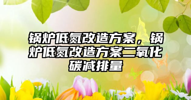 鍋爐低氮改造方案，鍋爐低氮改造方案二氧化碳減排量