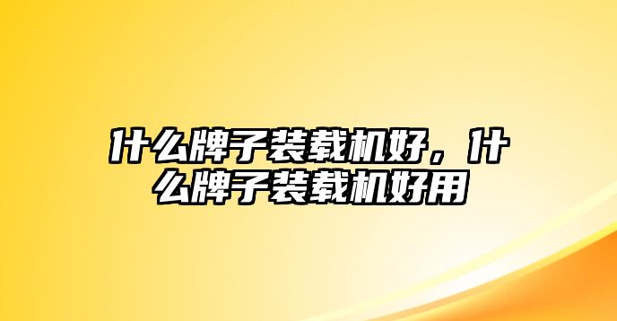 什么牌子裝載機好，什么牌子裝載機好用