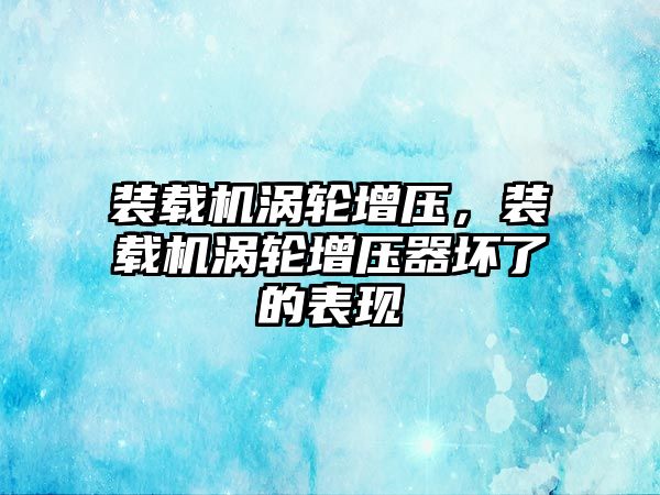 裝載機(jī)渦輪增壓，裝載機(jī)渦輪增壓器壞了的表現(xiàn)