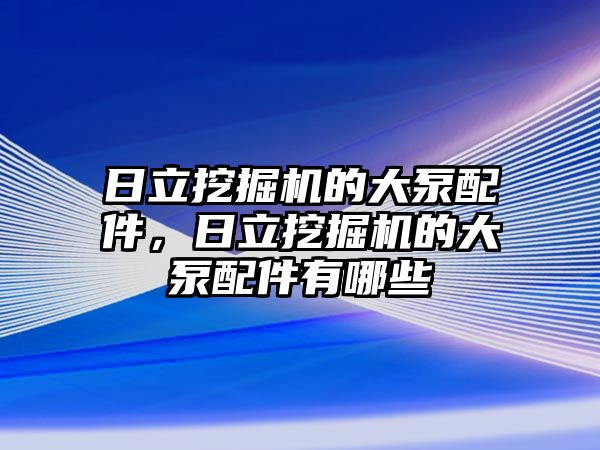 日立挖掘機的大泵配件，日立挖掘機的大泵配件有哪些