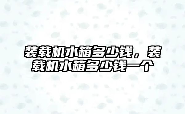 裝載機(jī)水箱多少錢(qián)，裝載機(jī)水箱多少錢(qián)一個(gè)