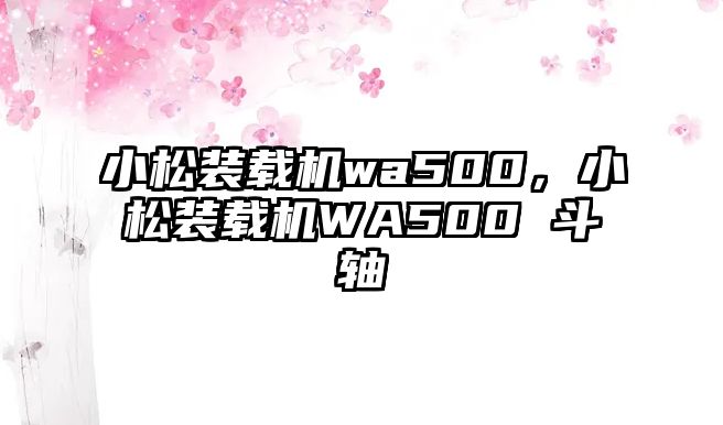 小松裝載機(jī)wa500，小松裝載機(jī)WA500 斗軸