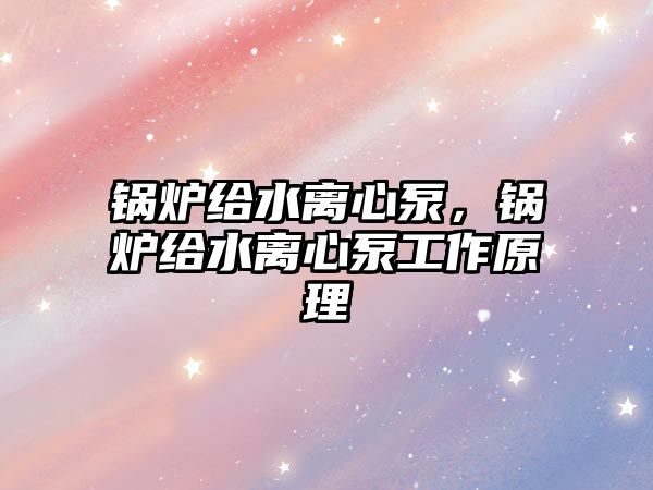 鍋爐給水離心泵，鍋爐給水離心泵工作原理