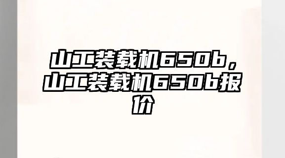 山工裝載機(jī)650b，山工裝載機(jī)650b報價