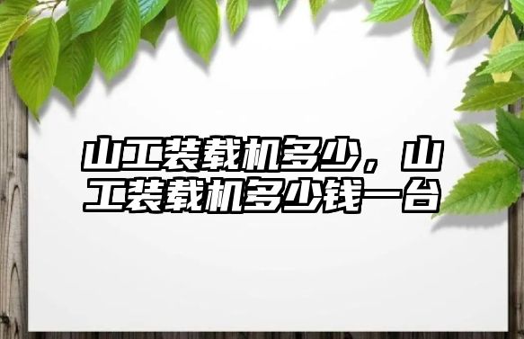 山工裝載機多少，山工裝載機多少錢一臺