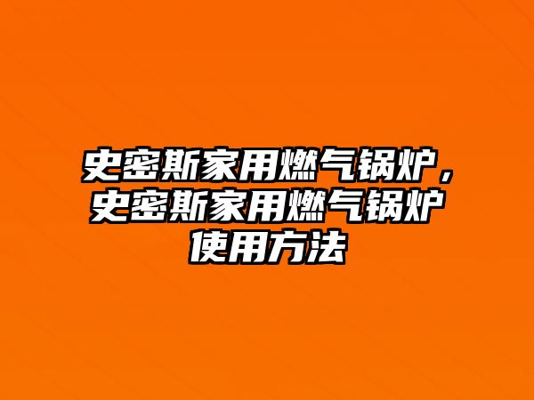 史密斯家用燃?xì)忮仩t，史密斯家用燃?xì)忮仩t使用方法