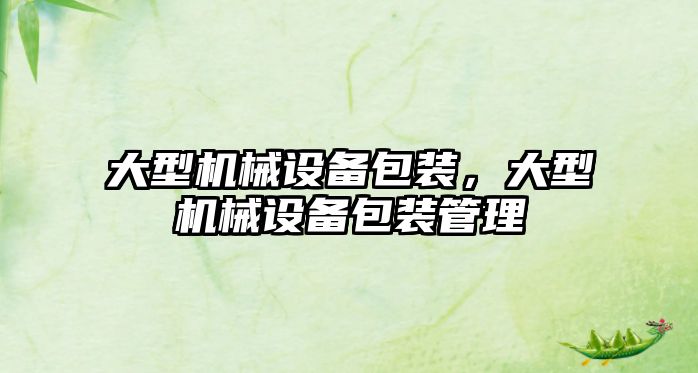 大型機械設備包裝，大型機械設備包裝管理