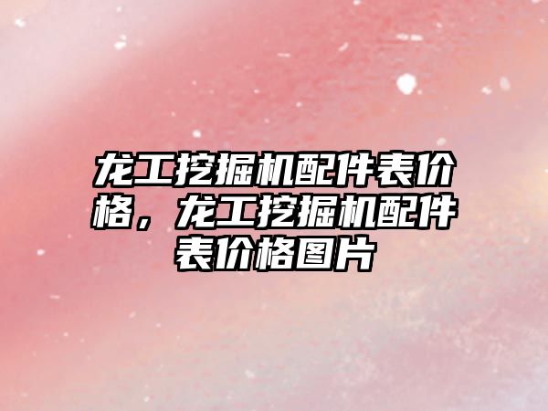 龍工挖掘機(jī)配件表價格，龍工挖掘機(jī)配件表價格圖片