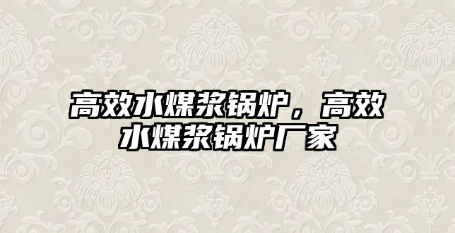 高效水煤漿鍋爐，高效水煤漿鍋爐廠家