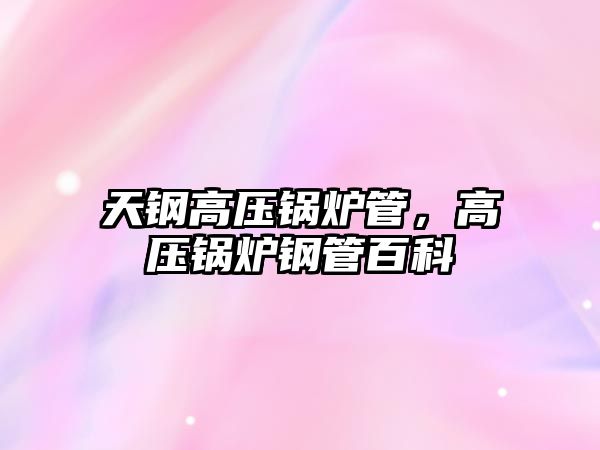天鋼高壓鍋爐管，高壓鍋爐鋼管百科