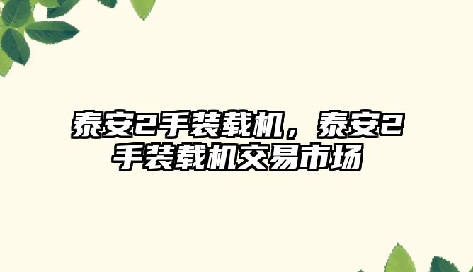 泰安2手裝載機(jī)，泰安2手裝載機(jī)交易市場(chǎng)