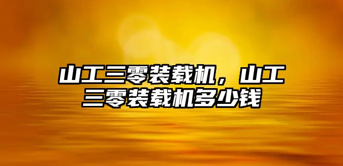 山工三零裝載機(jī)，山工三零裝載機(jī)多少錢