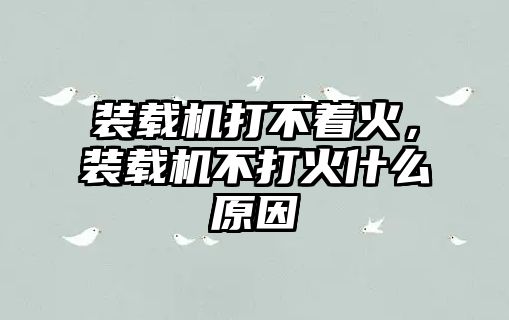 裝載機(jī)打不著火，裝載機(jī)不打火什么原因