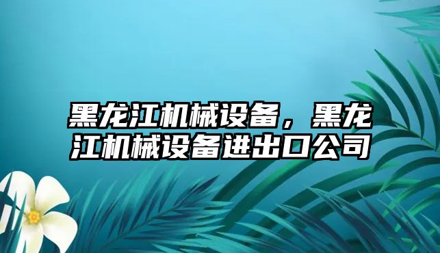 黑龍江機(jī)械設(shè)備，黑龍江機(jī)械設(shè)備進(jìn)出口公司