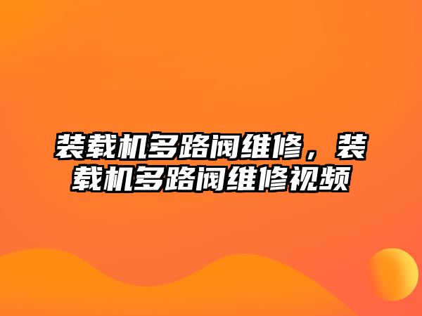 裝載機(jī)多路閥維修，裝載機(jī)多路閥維修視頻