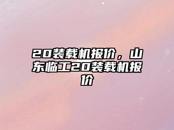20裝載機報價，山東臨工20裝載機報價