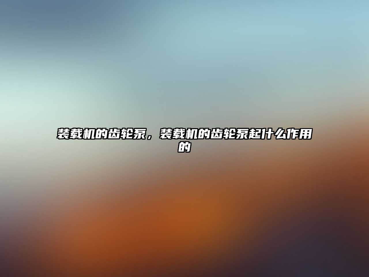 裝載機的齒輪泵，裝載機的齒輪泵起什么作用的