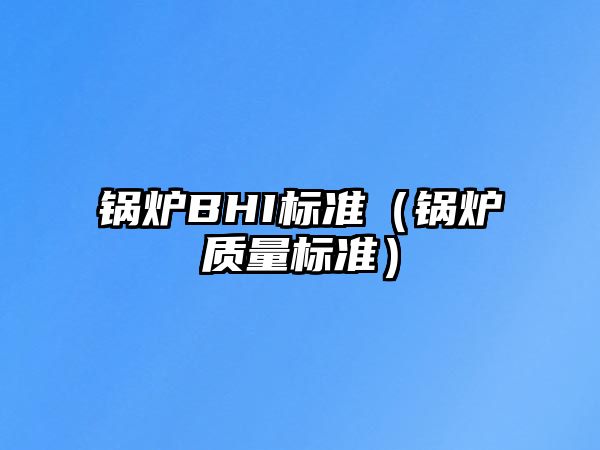鍋爐BHI標(biāo)準(zhǔn)（鍋爐質(zhì)量標(biāo)準(zhǔn)）