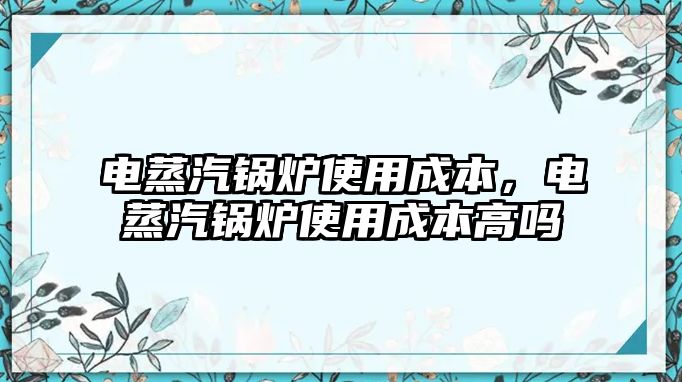電蒸汽鍋爐使用成本，電蒸汽鍋爐使用成本高嗎