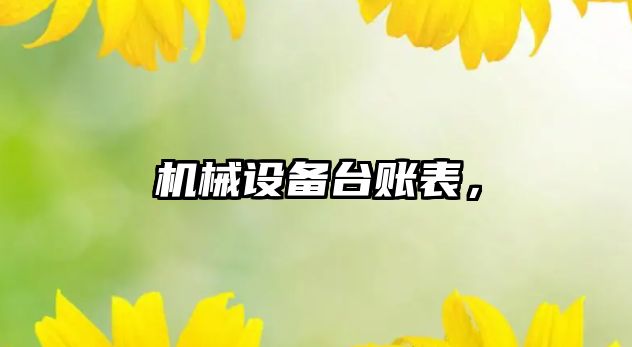 機(jī)械設(shè)備臺(tái)賬表，