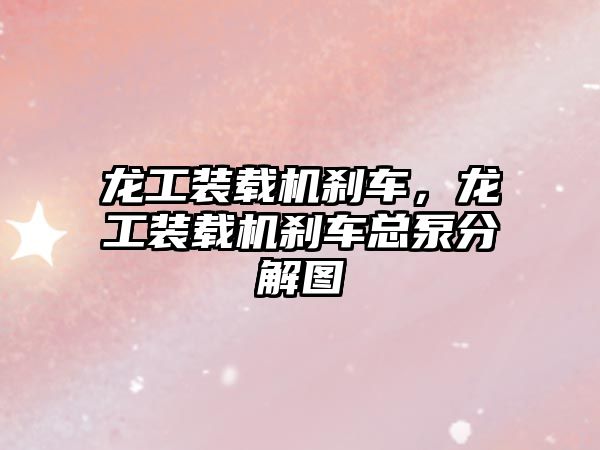 龍工裝載機(jī)剎車(chē)，龍工裝載機(jī)剎車(chē)總泵分解圖