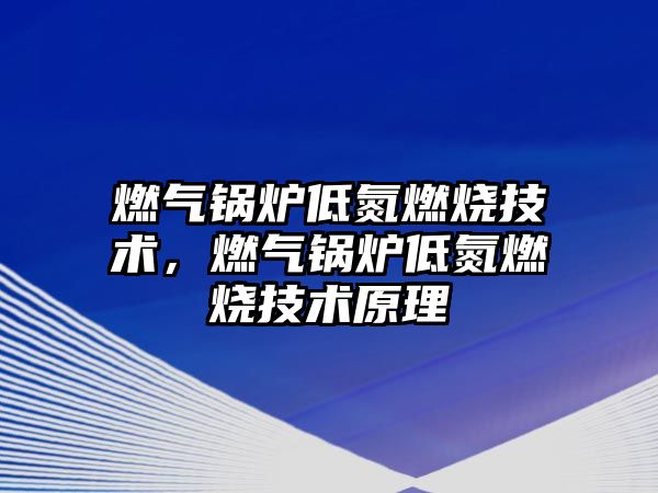 燃?xì)忮仩t低氮燃燒技術(shù)，燃?xì)忮仩t低氮燃燒技術(shù)原理